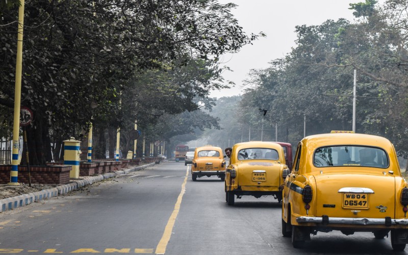 The group head off in a convoy of taxis on their first day visiting our centres.