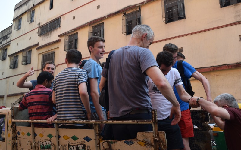 The group climbs aboard their transport for the day a small open back truck known locally as a matador.