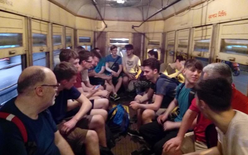 After a long day in our centres the group enjoyed a trip home one one of Calcutta's old and historical trams.